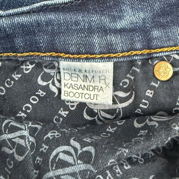 Rock & Republic Kasandra Bootcut Jeans Womens 8 Blue Denim Stretch Mid Rise - Picture 5 of 8